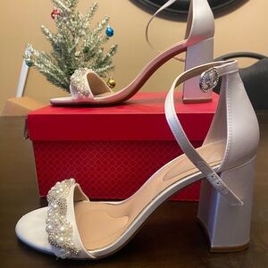 Kelly & Katie Pearl-Embellished Cream Heels